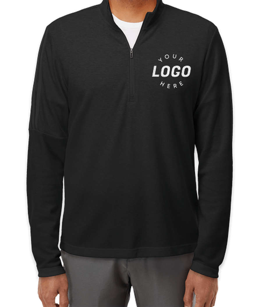 Adidas 3-Stripes Recycled Quarter Zip Sweatshirt in Black Melange