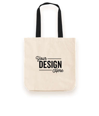 Midweight Contrast Handles Cotton Canvas Tote Bag - Natural / Black