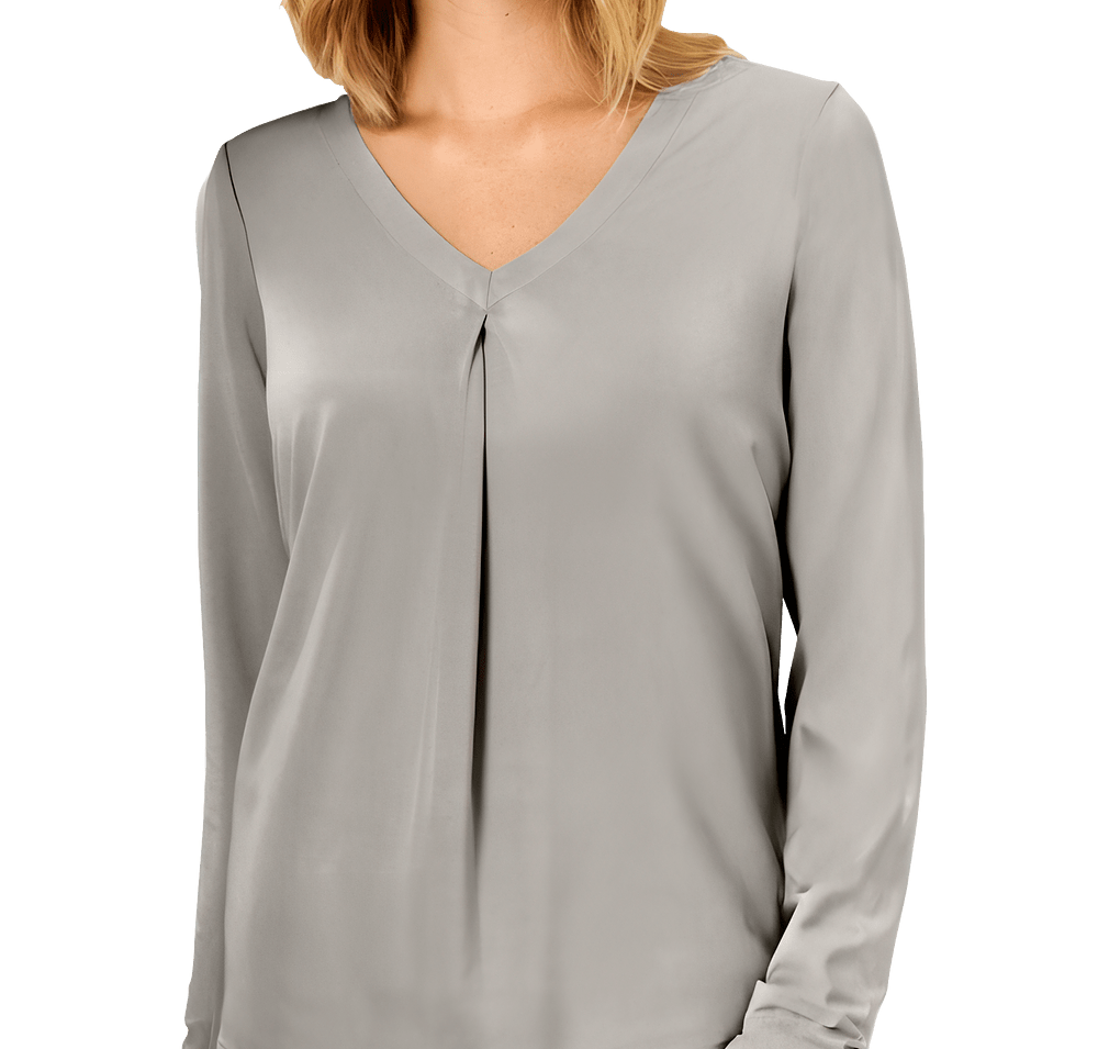 Blue Generation Women’s Matte Jersey Pleated V-Neck Blouse-default