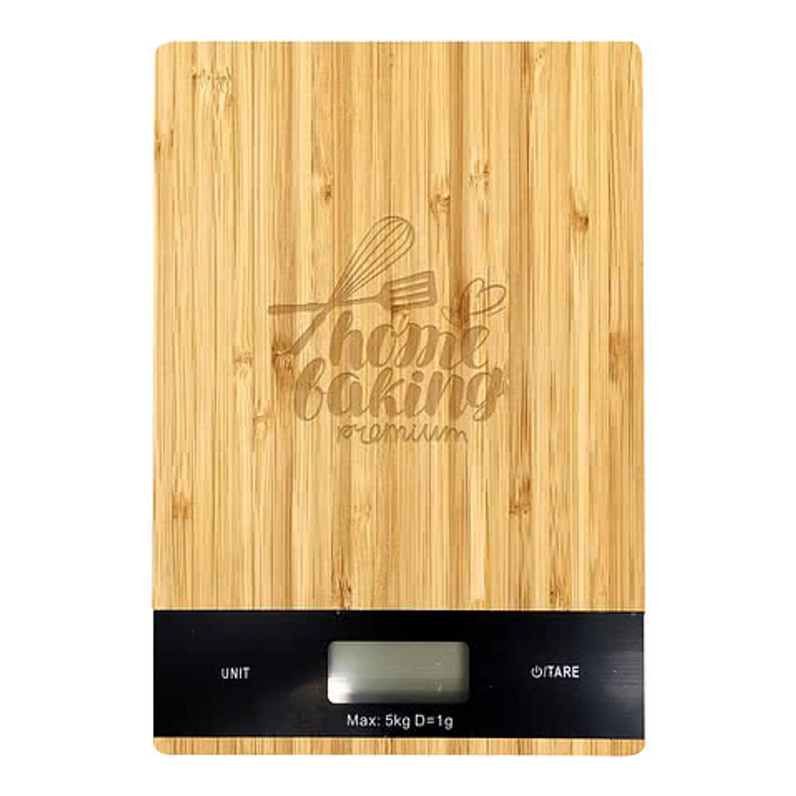 Laser Engraved Bamboo Digital Kitchen Scale in Natural