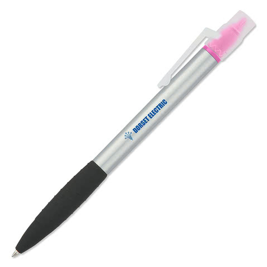 Neptune Highlighter and Ballpoint Pen (black ink) in Silver / Blue