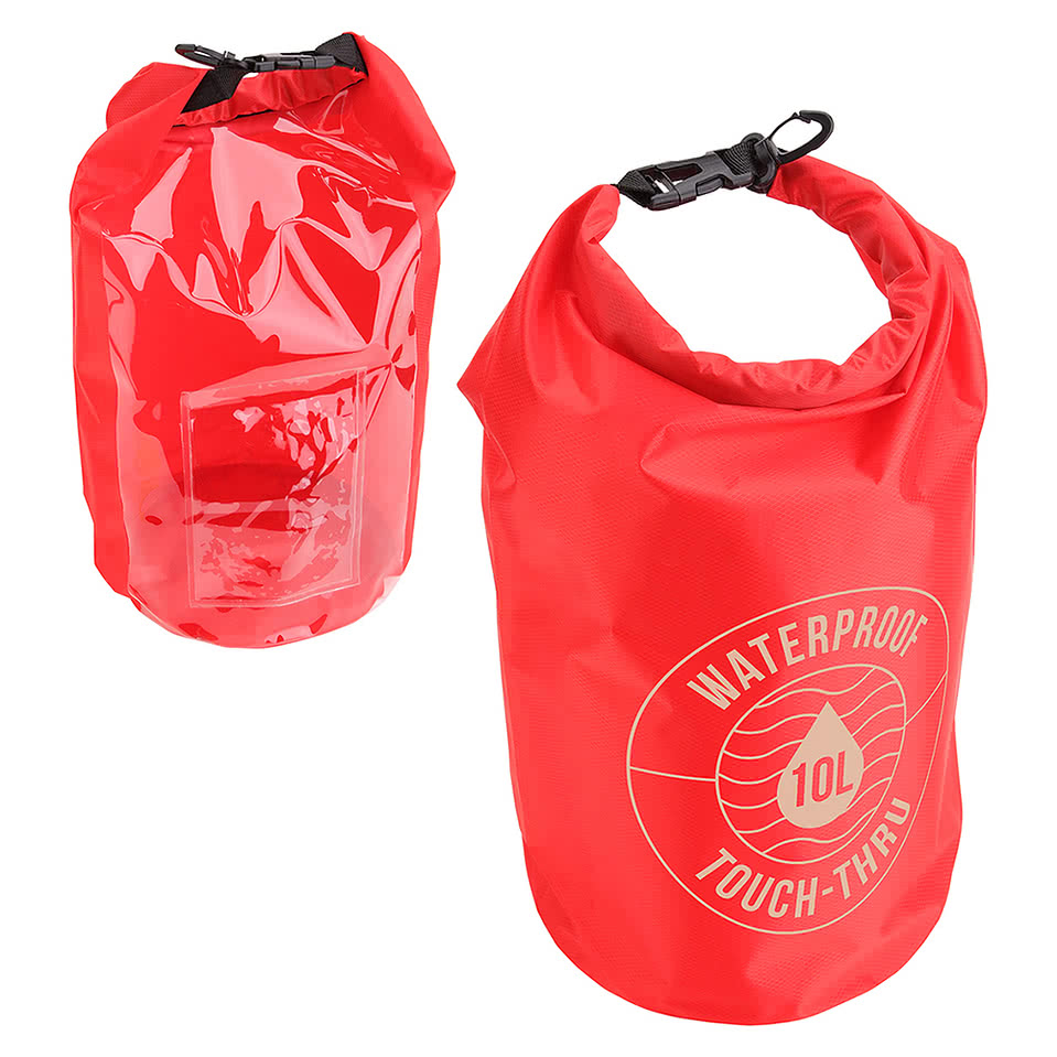 10L Waterproof Dry Bag with Touch-Through Pocket