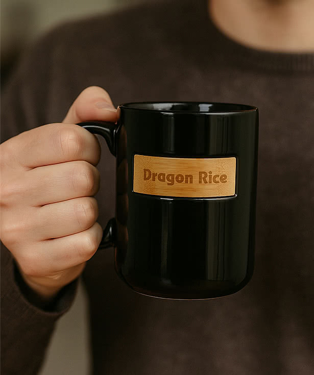 Laser Engraved 15 oz. Peek-A-Bamboo Stoneware Mug