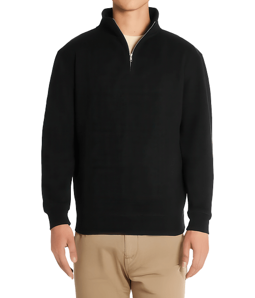 Lane Seven Mock Neck Quarter Zip Pullover in Black