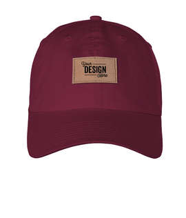 Ahead Largo Washed Twill Baseball Hat with Tan Rectangle Patch - Color: University Bordeaux