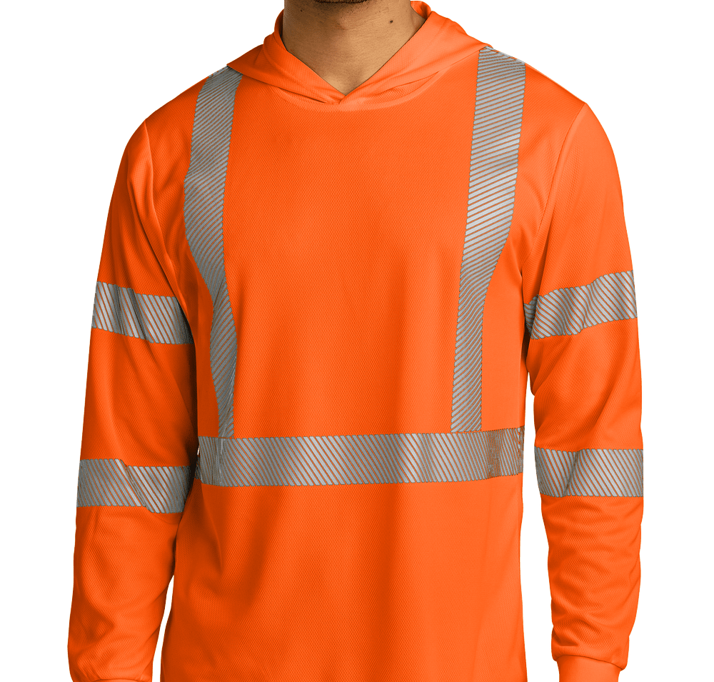 CornerStone Class 3 Segmented Tape Hooded Long Sleeve Safety T-shirt-default