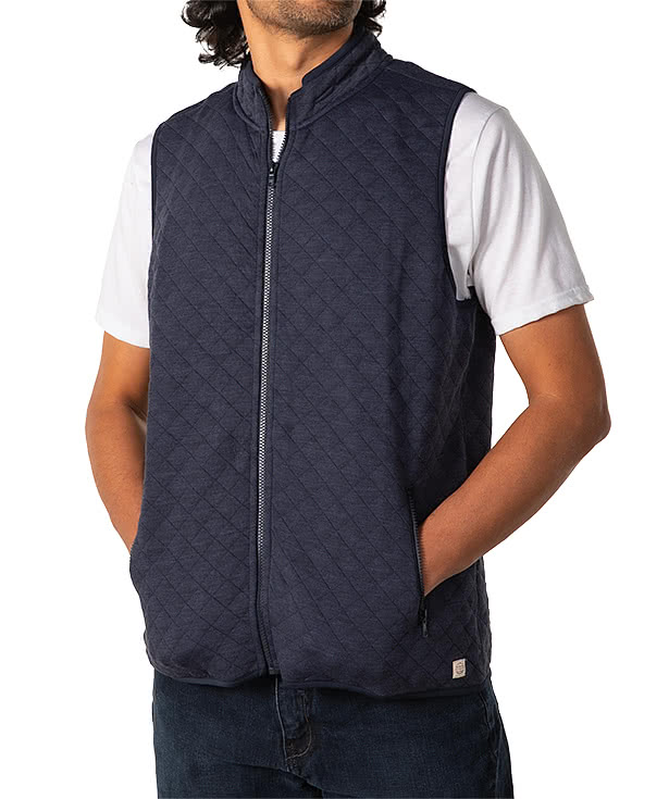 Marine Layer Corbet Quilted Vest - Faux Leather Patch