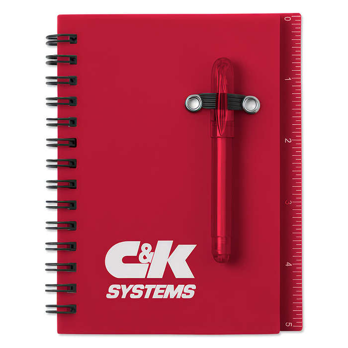 All-In-One Hard Cover Mini Spiral Notebook with Pen