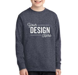 Port & Company Youth Core Cotton Long Sleeve T-shirt - Color: Heather Navy