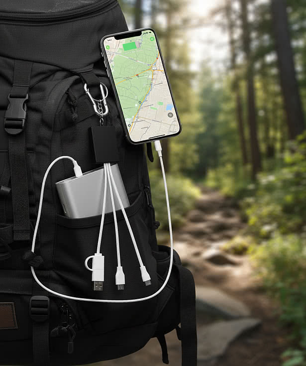 3-in-1 Charging Cable & Phone Stand Keychain