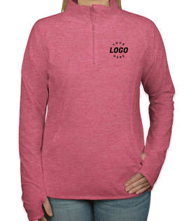 Sport-Tek Women's Performance Half Zip Pullover - Color: Pink Rush Heather