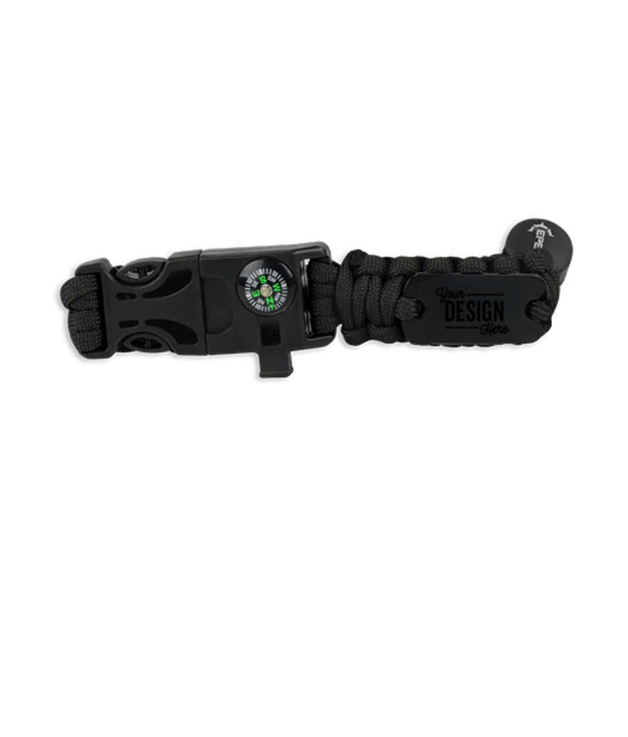 Laser Engraved EPEX Cougar Mountain Adjustable Paracord Bracelet in Black