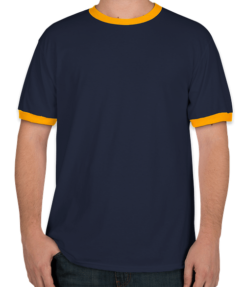 Port & Company Ringer T-shirt in Navy / Gold