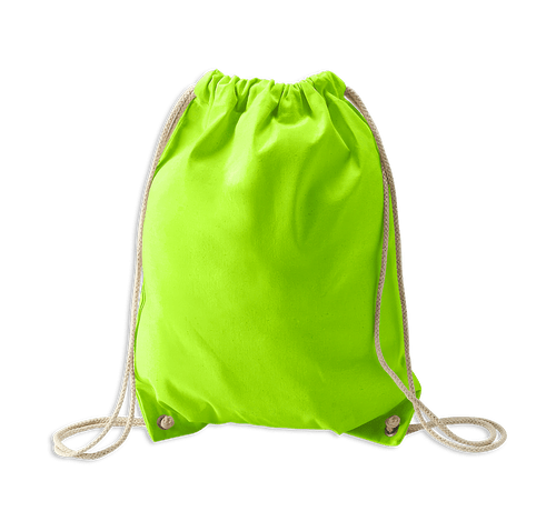 Full Color Natural Cotton Drawstring Bag in Lime