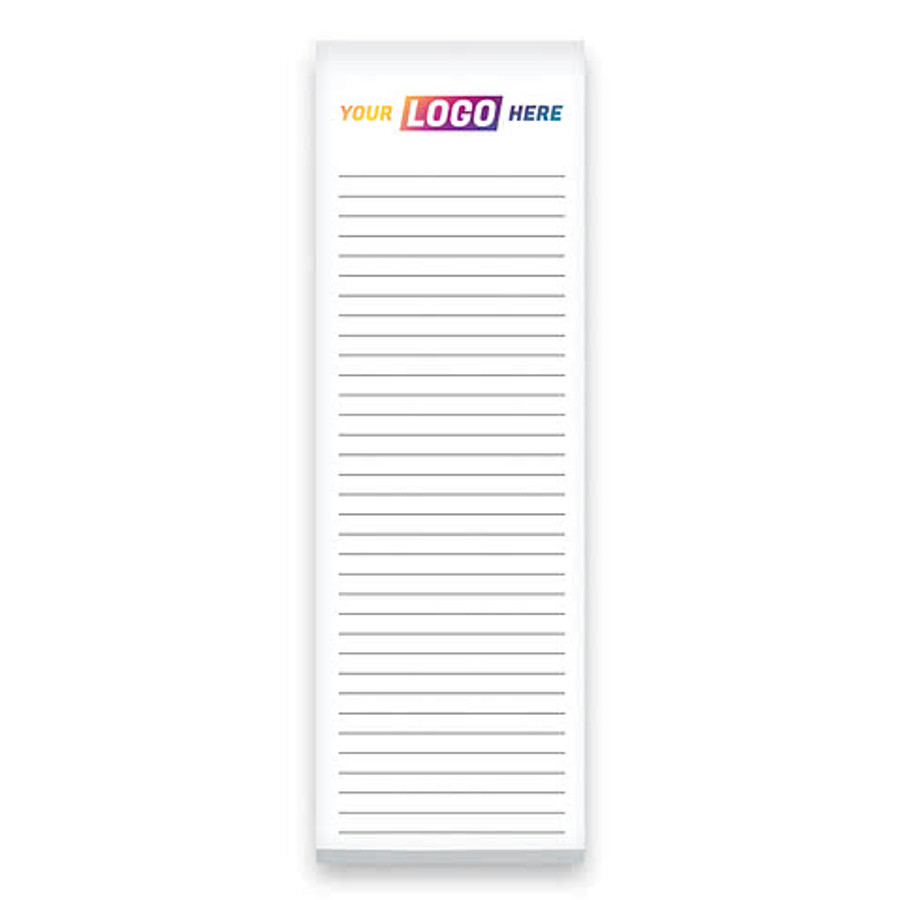 Full Color Souvenir 3" x 9" Magnetic Scratch Pad - 25 sheets/pad (Case of 500) in White