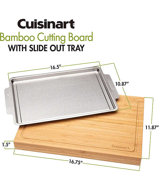 Laser Engraved Cuisinart Outdoors Bamboo Cutting Board with Hidden Tray