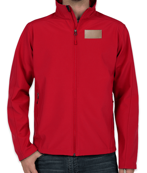 Port Authority Core Fleece Lined Soft Shell Jacket  - Faux Leather Patch in Rich Red