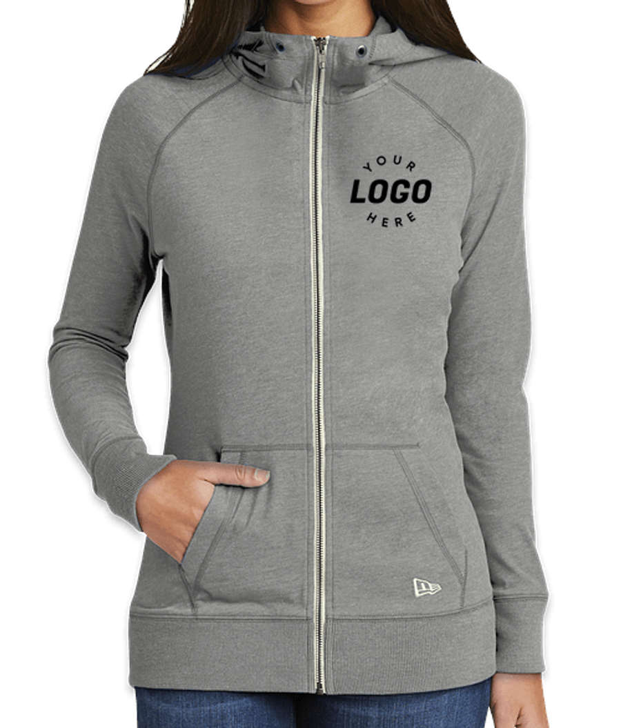 New Era Women's Sueded Lightweight Zip Hoodie in Shadow Grey Heather