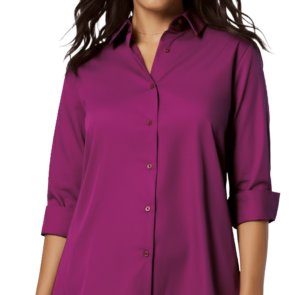 Blue Generation Women’s Studio Poplin 3/4 Sleeve Swing Shirt - Embroidered-default