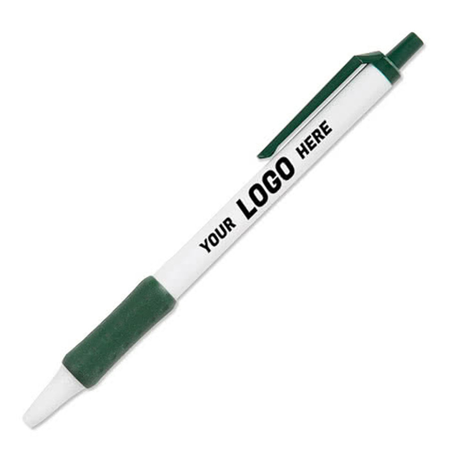BIC Clic Stic Grip Pen (blue ink) in White / Burgundy