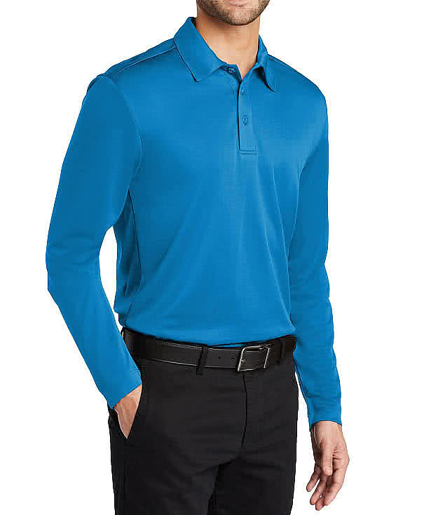 Port Authority Silk Touch Long Sleeve Performance Polo - Embroidered