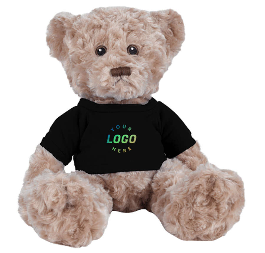 Full Color 10" Tan Dexter Bear Plush Animal in Black