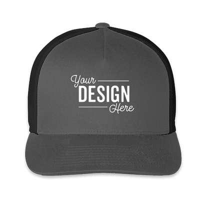 Pacific Headwear Five-Panel Snapback Trucker Hat - Screen Printed - Graphite / Black