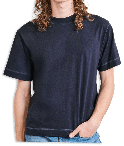 American Apparel Heavyweight Mid-Length Cotton T-shirt in Navy