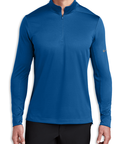Nike Dry Textured Half Zip Performance Shirt in Gym Blue