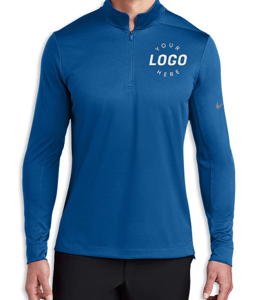 Nike Dry Textured Half Zip Performance Shirt in Gym Blue
