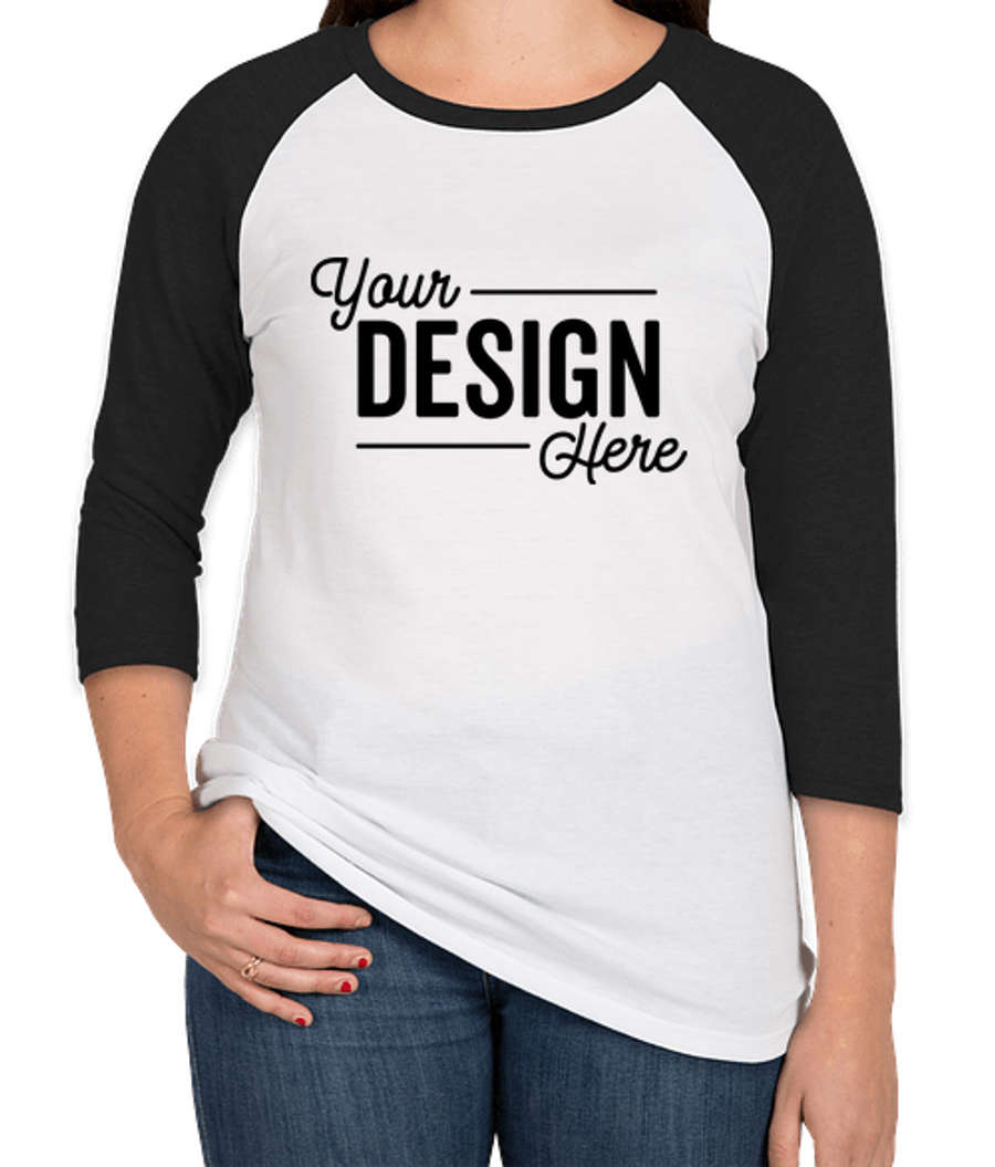 District Women's Tri-Blend Raglan T-shirt in Black / White