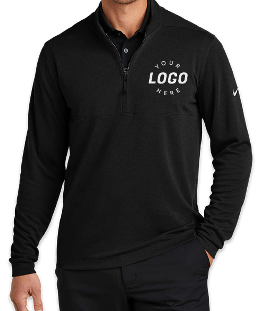 Nike Textured Lightweight Quarter Zip Sweatshirt in Black