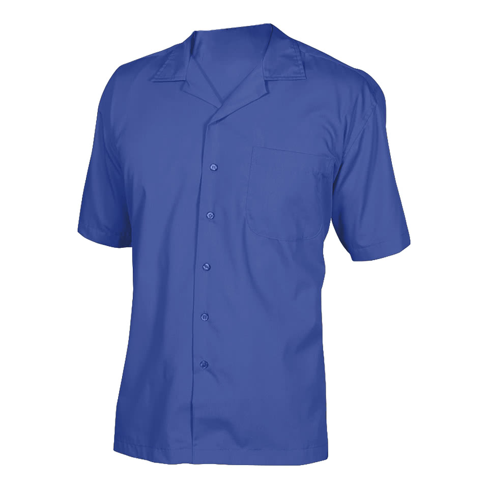 Blue Generation Poplin Short Sleeve Camp Shirt - Embroidered