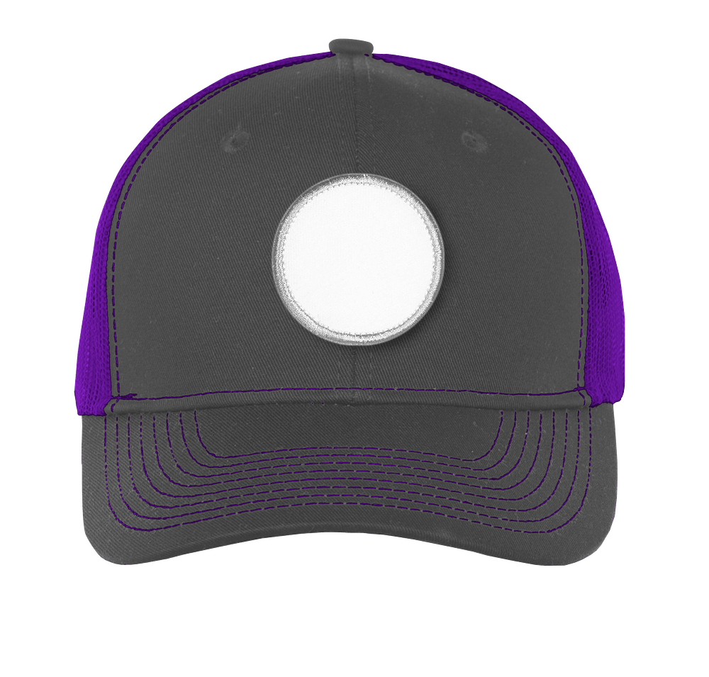 Port Authority Snapback Trucker Hat - Circle Patch - Embroidered-default