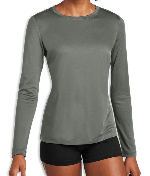 Sport-Tek Women's UPF 50 Long Sleeve Performance Shirt in Dark Smoke Grey