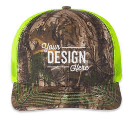 Richardson Patterned Snapback Trucker Hat - Color: Realtree Edge / Neon Yellow