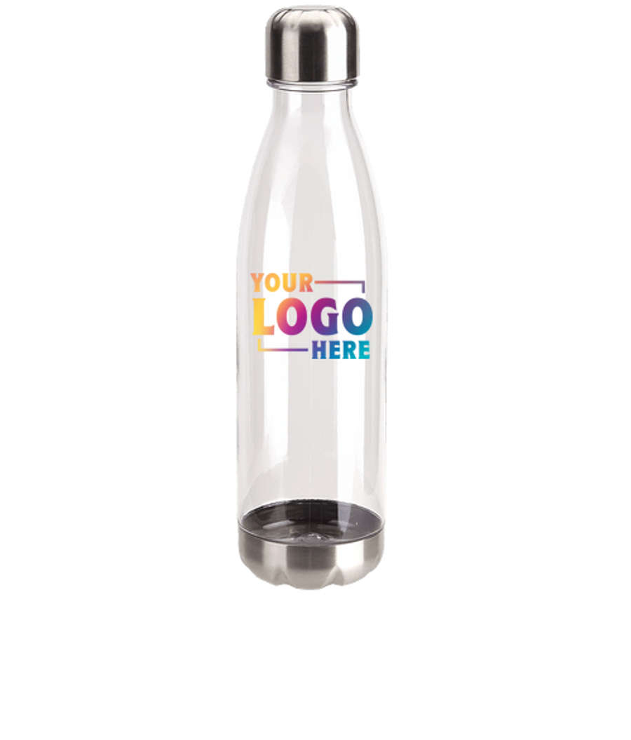 Full Color 25 oz. Bayside Tritan Water Bottle with Stainless Steel Base & Cap in Clear