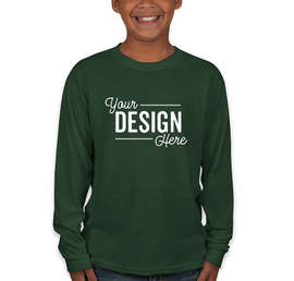 Jerzees Youth 50/50 Long Sleeve T-shirt - Color: Forest Green