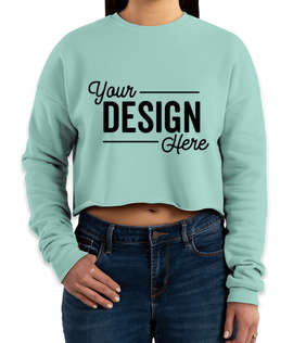 Bella + Canvas Women's Drop Shoulder Cropped Crewneck Sweatshirt - Color: Dusty Blue