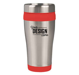 16 oz. Carmel Insulated Steel Travel Mug - Color: Red