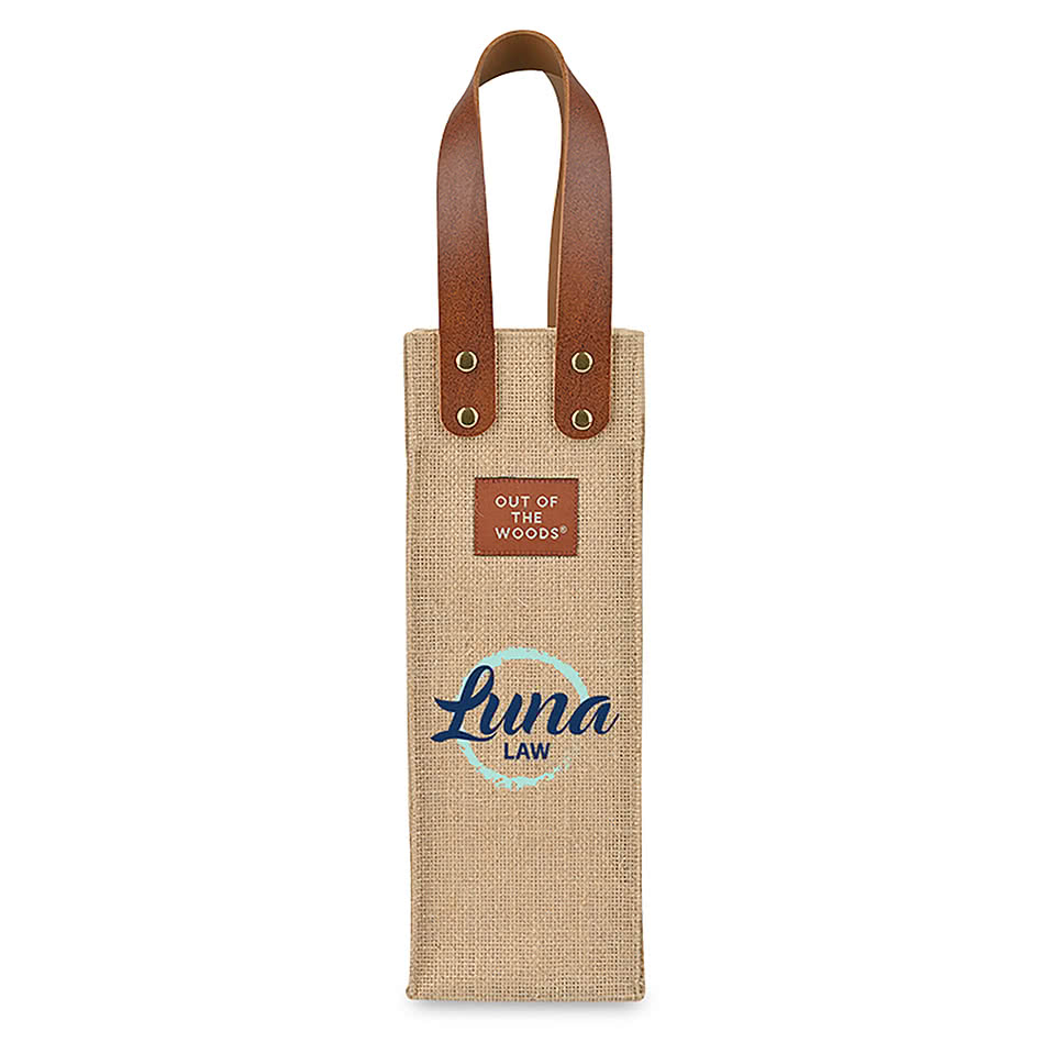 Full Color Out of The Woods Jute Wine Tote Bag