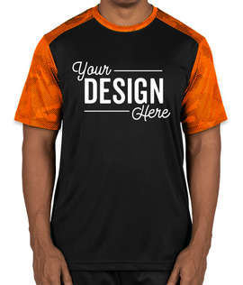 Sport-Tek CamoHex Colorblock Performance Shirt - Color: Black / Neon Orange