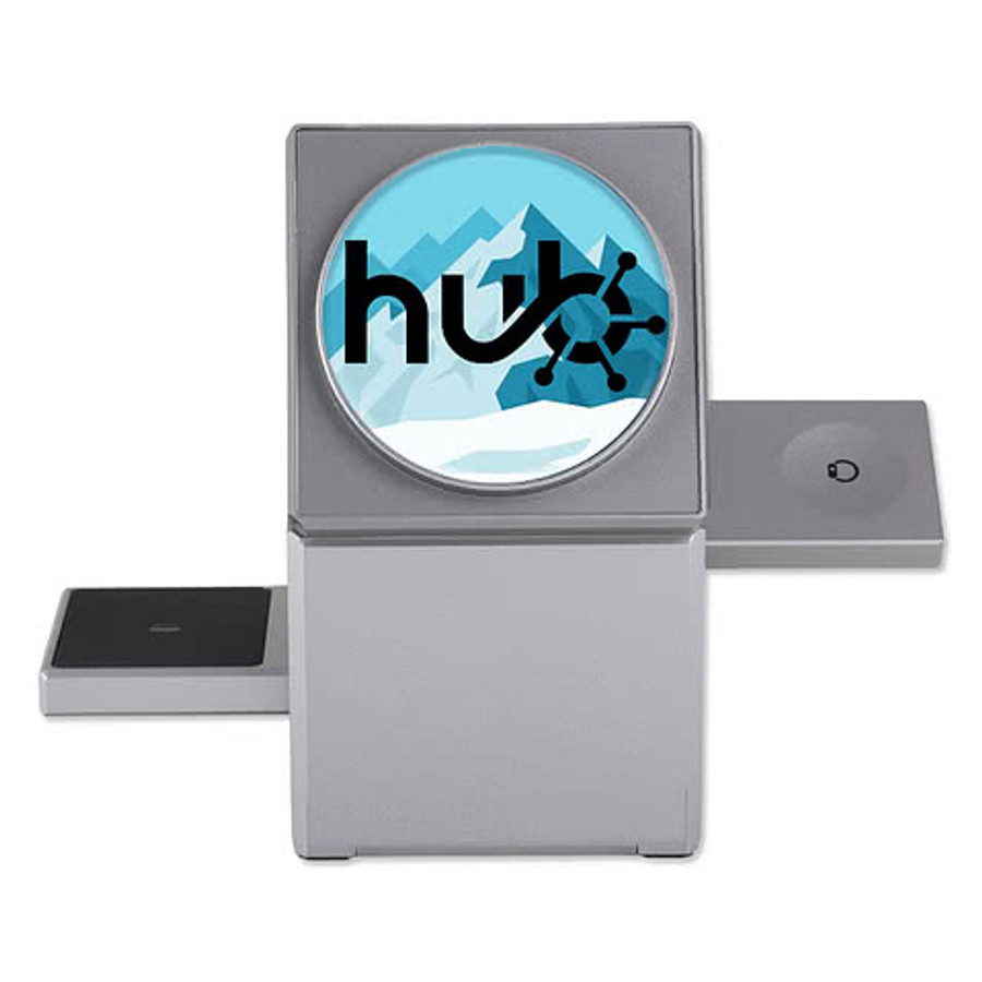 Full Color PowerPivot 3-in-1 15W Wireless Charger in Gray