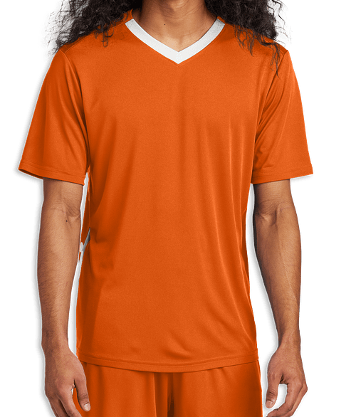 Sport-Tek Competitor United V-Neck Performance Jersey in Deep Orange / White