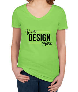 Canada - Threadfast Women's Slim Fit Lightweight V-Neck Pigment Dyed T-shirt - Color: Lime