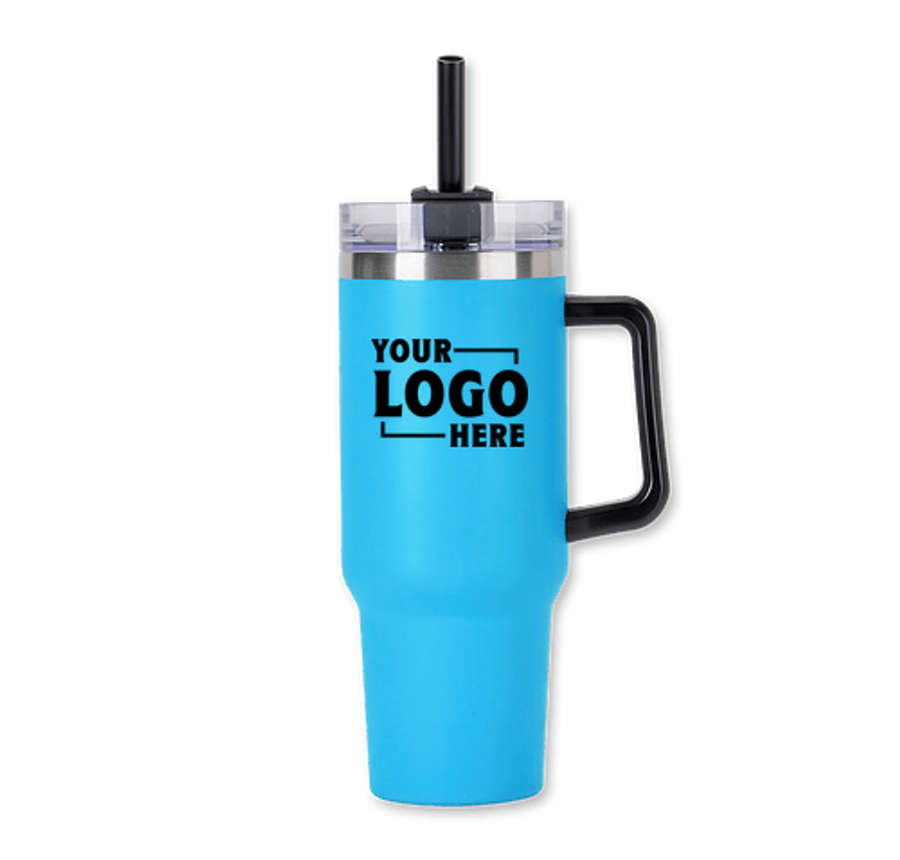 40 oz. Maxim Stainless Steel Insulated Tumbler with Straw in Aqua Blue