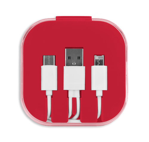 3-Piece Charging Cable Set with Phone Holder in Red