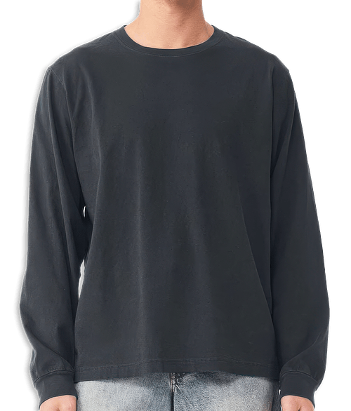 Bella + Canvas Heavyweight Garment-Dyed Long Sleeve T-shirt in Washed Black