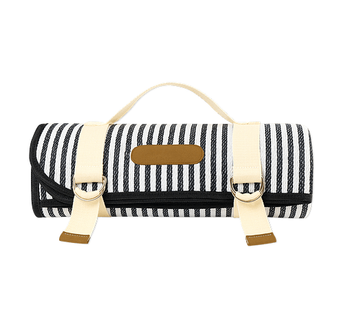 Laser Engraved Life's a Picnic Roll-Up Blanket in Black & White Stripes