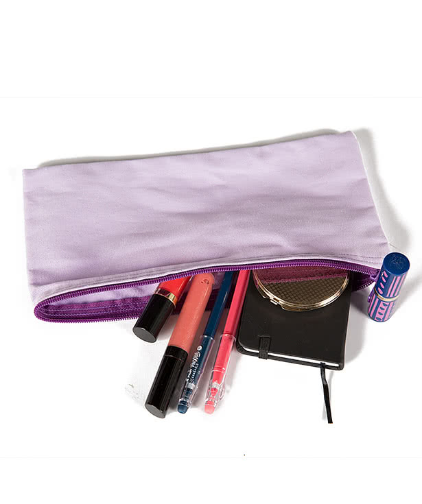 Large Colored Canvas Pouch with Colored Zipper